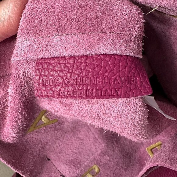 Nur Donatella Lucchi Pink Leather Tote Bag Embroidered Alphabet Letters - Picture 8 of 13